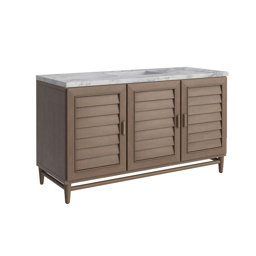 James Martin - Portland 60" Single Vanity Whitewashed Walnut w/ 3 CM Carrara Marble Top - 620-V60S-WW-3CAR view 11
