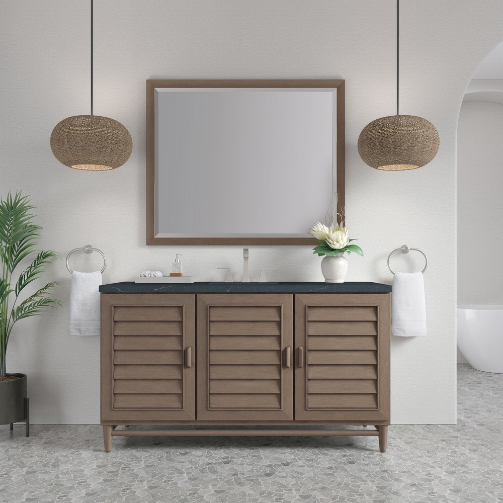James Martin - Portland 60" Single Vanity Whitewashed Walnut w/ 3 CM Charcoal Soapstone Silestone Top - 620-V60S-WW-3CSP view 3