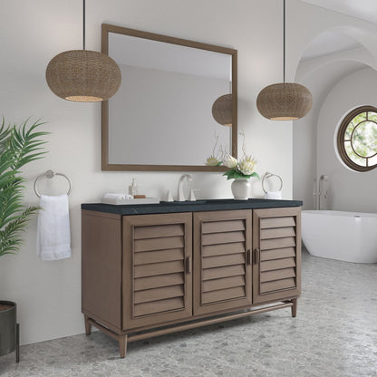 James Martin - Portland 60" Single Vanity Whitewashed Walnut w/ 3 CM Charcoal Soapstone Silestone Top - 620-V60S-WW-3CSP view 4