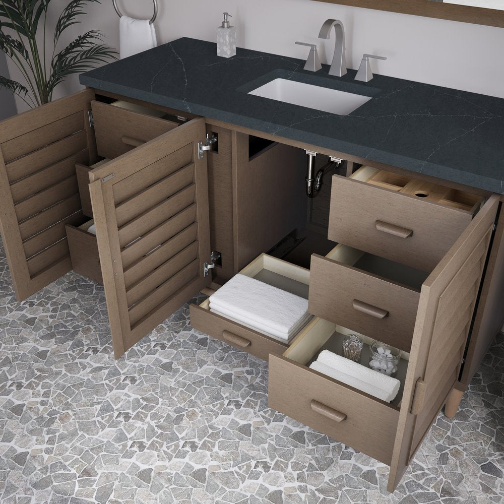 James Martin - Portland 60" Single Vanity Whitewashed Walnut w/ 3 CM Charcoal Soapstone Silestone Top - 620-V60S-WW-3CSP view 5