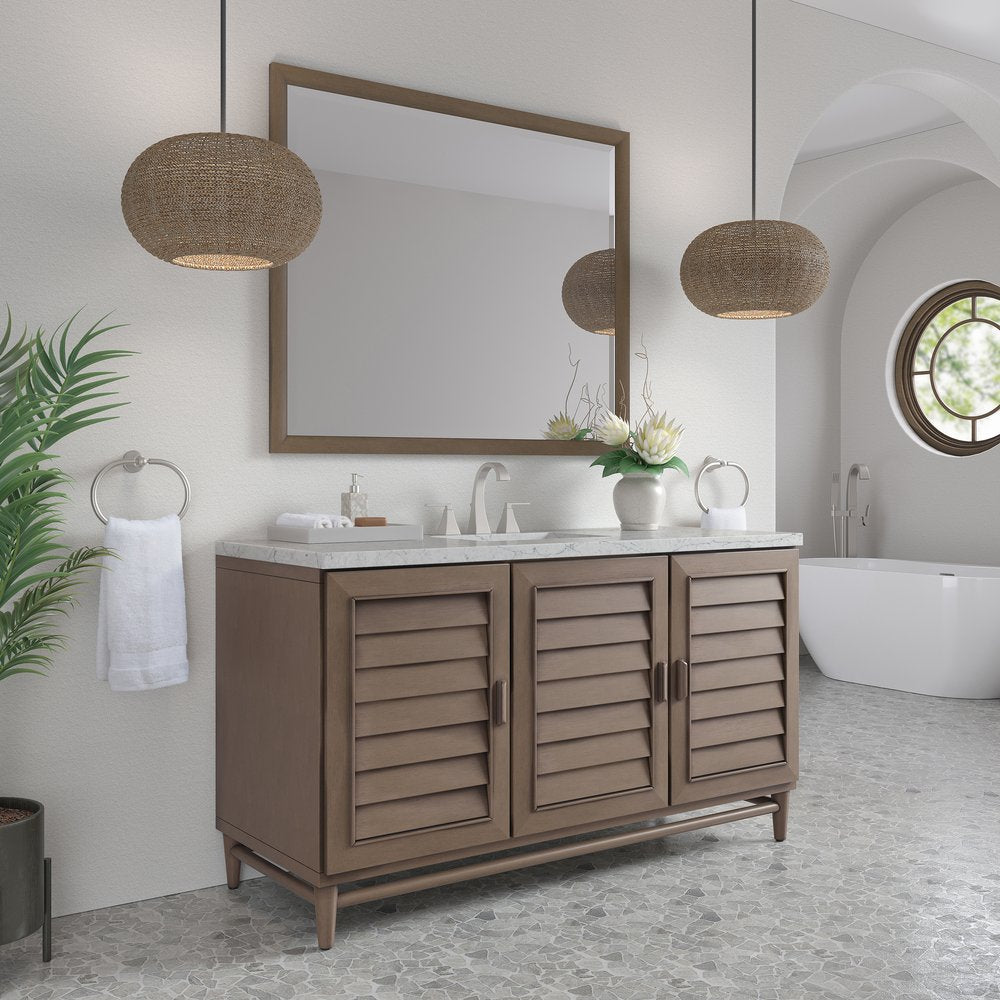 James Martin - Portland 60" Single Vanity Whitewashed Walnut w/ 3 CM Eternal Jasmine Pearl Silestone Top - 620-V60S-WW-3EJP view 4