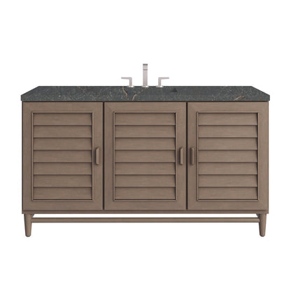 James Martin - Portland 60" Single Vanity Whitewashed Walnut w/ 3 CM Parisien Bleu Silestone Top - 620-V60S-WW-3PBL view 1