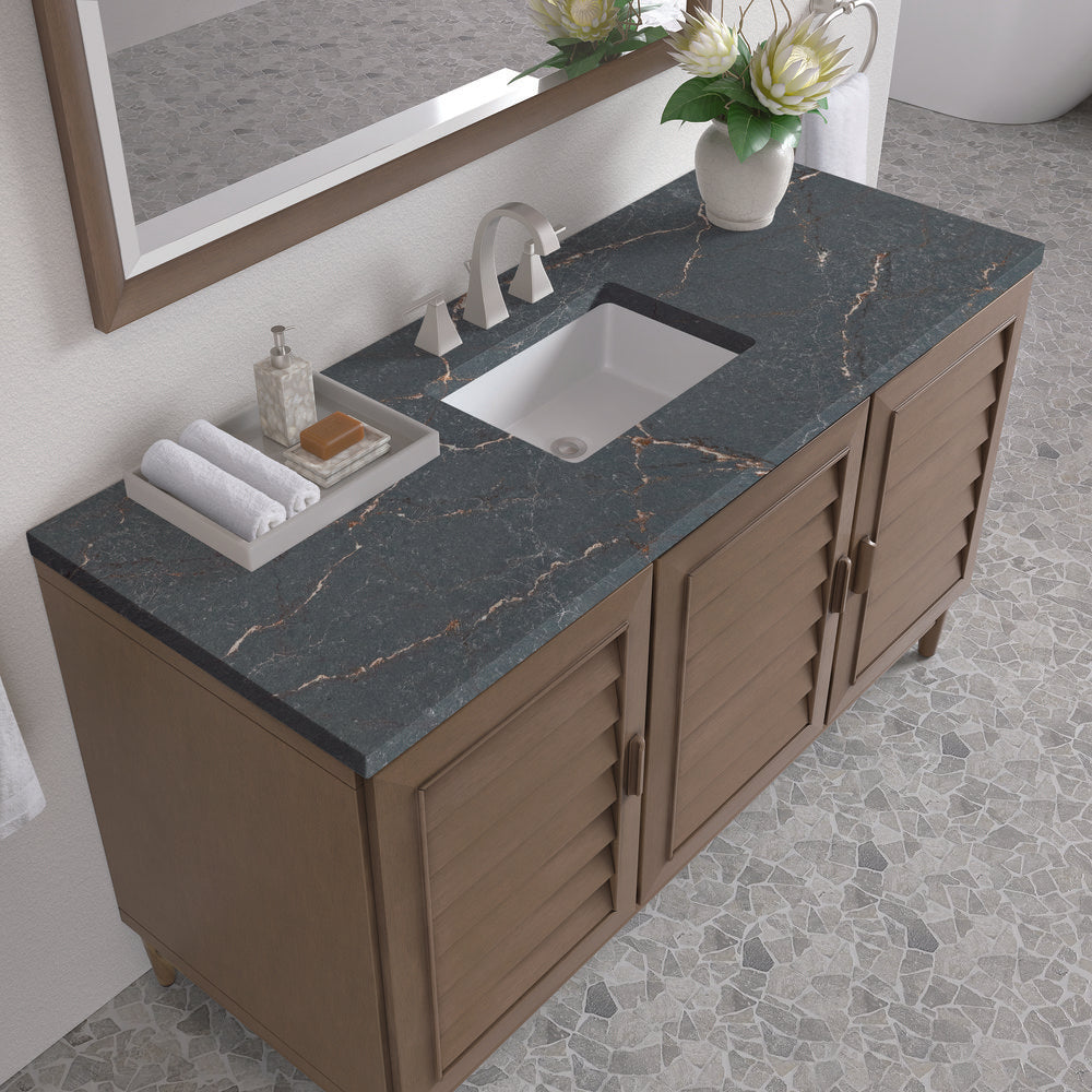 James Martin - Portland 60" Single Vanity Whitewashed Walnut w/ 3 CM Parisien Bleu Silestone Top - 620-V60S-WW-3PBL view 7