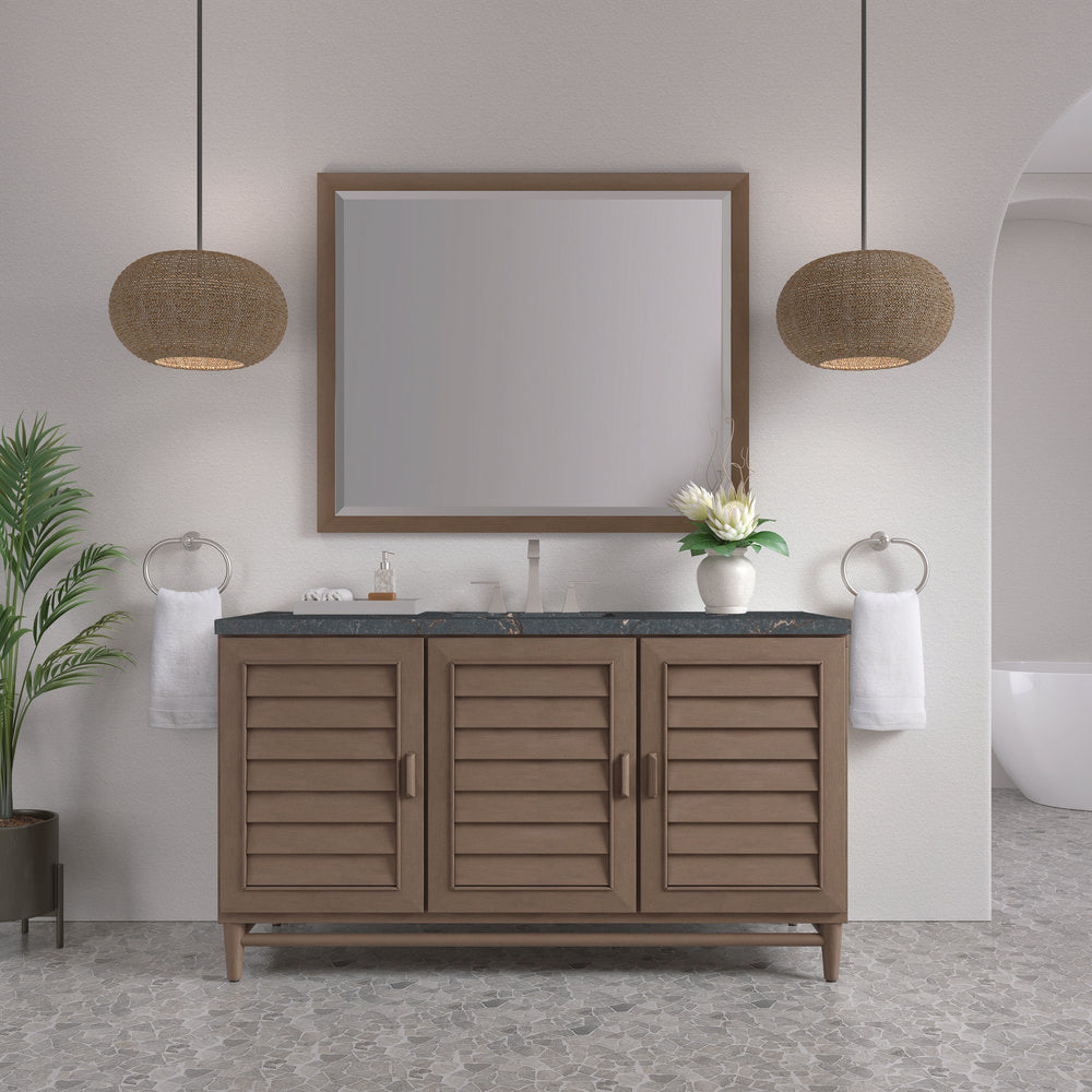 James Martin - Portland 60" Single Vanity Whitewashed Walnut w/ 3 CM Parisien Bleu Silestone Top w/FreePower Wireless Charger - 620-V60S-WW-FPBL view 4