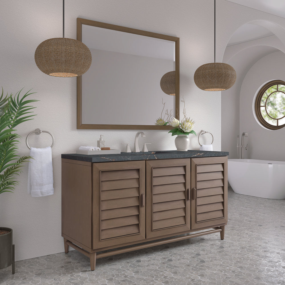 James Martin - Portland 60" Single Vanity Whitewashed Walnut w/ 3 CM Parisien Bleu Silestone Top w/FreePower Wireless Charger - 620-V60S-WW-FPBL view 5