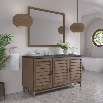 James Martin - Portland 60" Single Vanity Whitewashed Walnut w/ 3 CM Parisien Bleu Silestone Top w/FreePower Wireless Charger - 620-V60S-WW-FPBL view 5