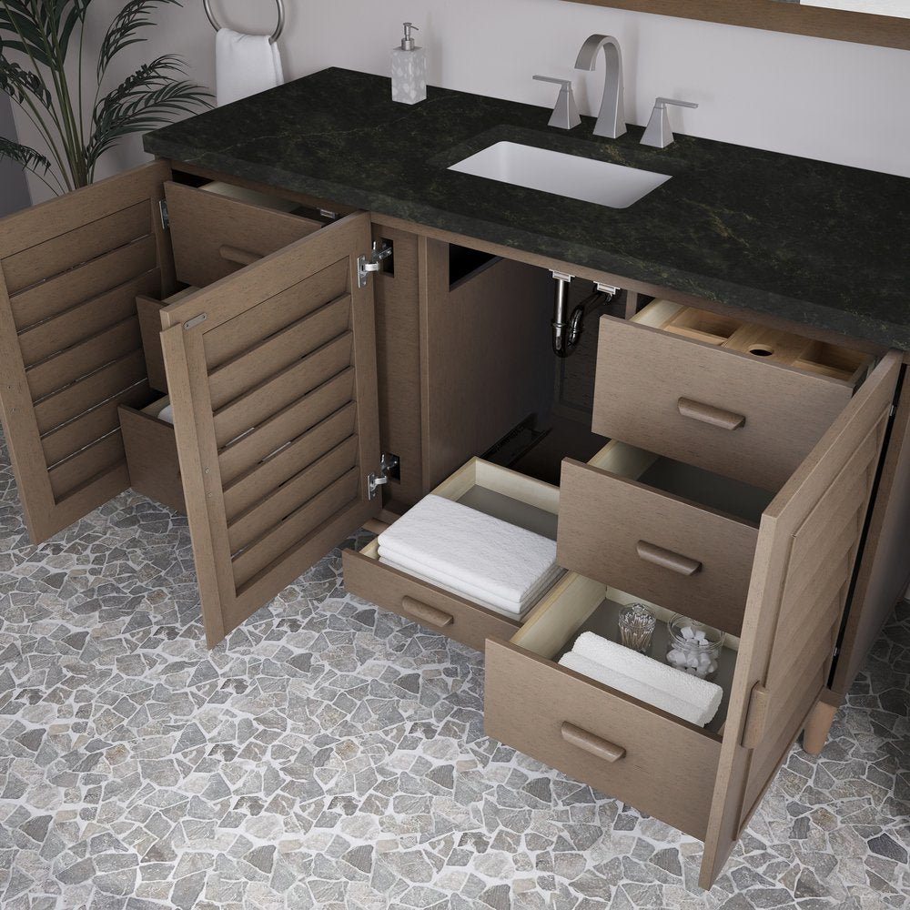 James Martin - Portland 60" Single Vanity, Whitewashed Walnut, w/ 3 CM Phantome Eclos Top - 620-V60S-WW-3PHT view 5