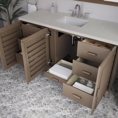 James Martin - Portland 60" Single Vanity, Whitewashed Walnut, w/ 3 CM Siberian Silestone Top - 620-V60S-WW-3SFR view 5