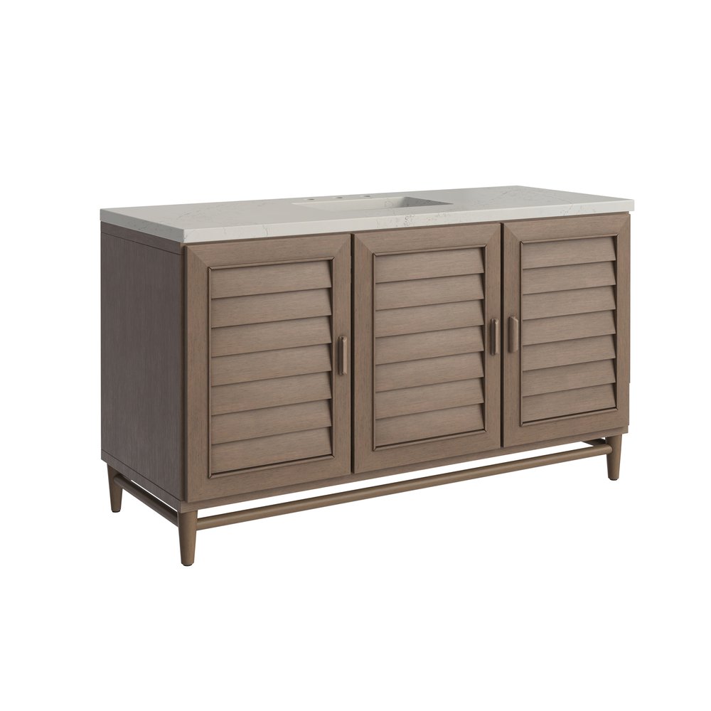 James Martin - Portland 60" Single Vanity, Whitewashed Walnut, w/ 3 CM Siberian Silestone Top - 620-V60S-WW-3SFR view 11