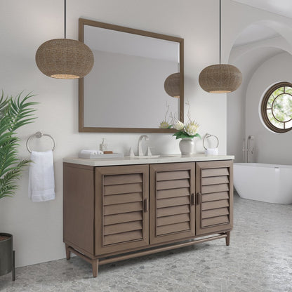 James Martin - Portland 60" Single Vanity, Whitewashed Walnut, w/ 3 CM Siberian Silestone Top w/FreePower Wireless Charger - 620-V60S-WW-FSFR view 4