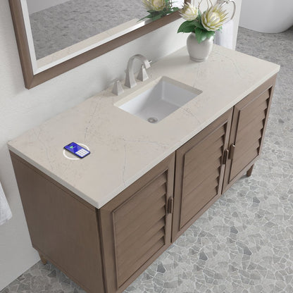 James Martin - Portland 60" Single Vanity, Whitewashed Walnut, w/ 3 CM Siberian Silestone Top w/FreePower Wireless Charger - 620-V60S-WW-FSFR view 8