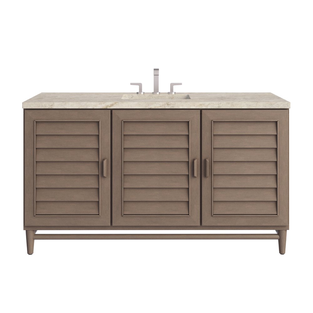 James Martin - Portland 60" Single Vanity, Whitewashed Walnut, w/ 3 CM Tajnar Eclos Top w/FreePower Wireless Charger - 620-V60S-WW-FTJR view 1