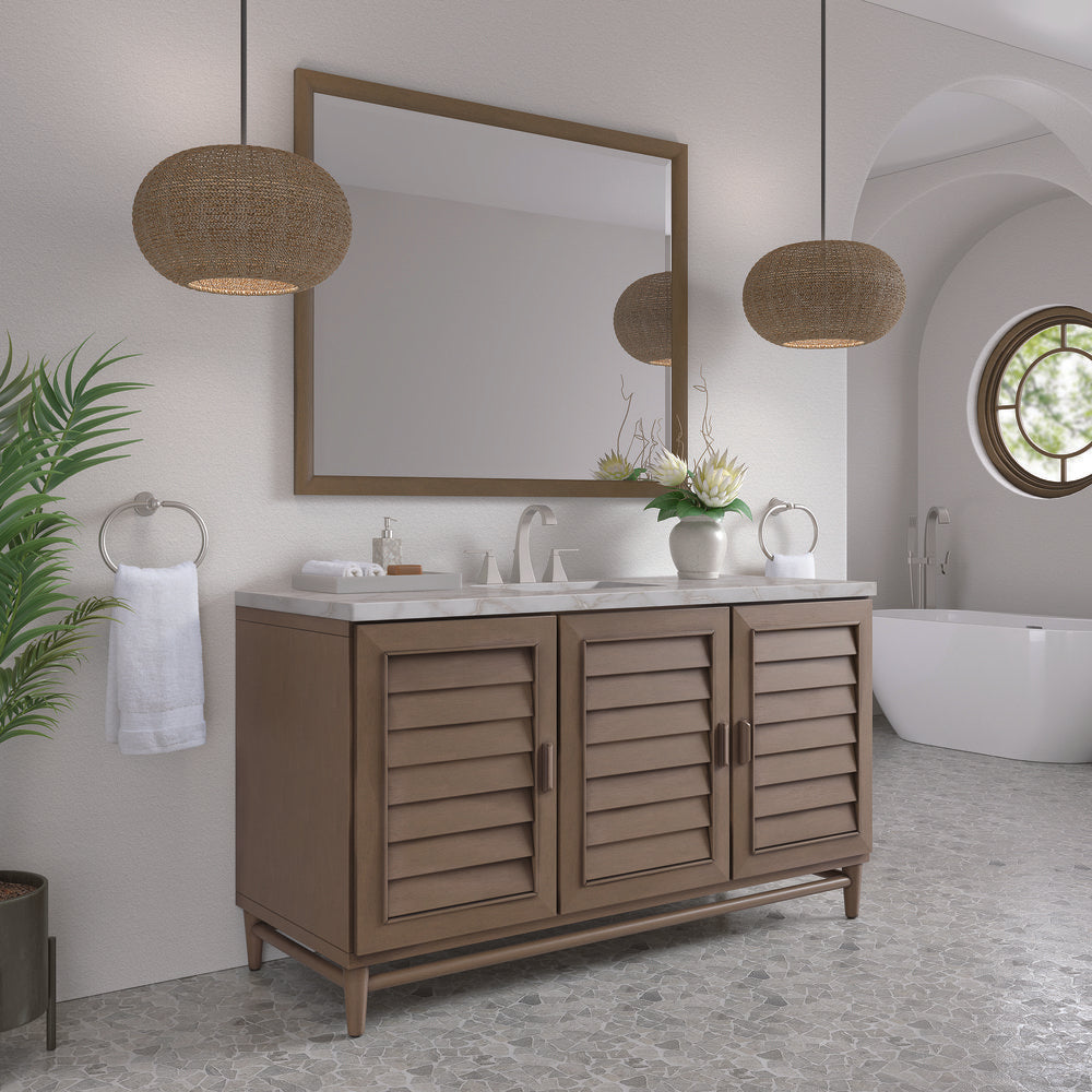 James Martin - Portland 60" Single Vanity Whitewashed Walnut w/ 3 CM Victorian Silver Silestone Top - 620-V60S-WW-3VSL view 4