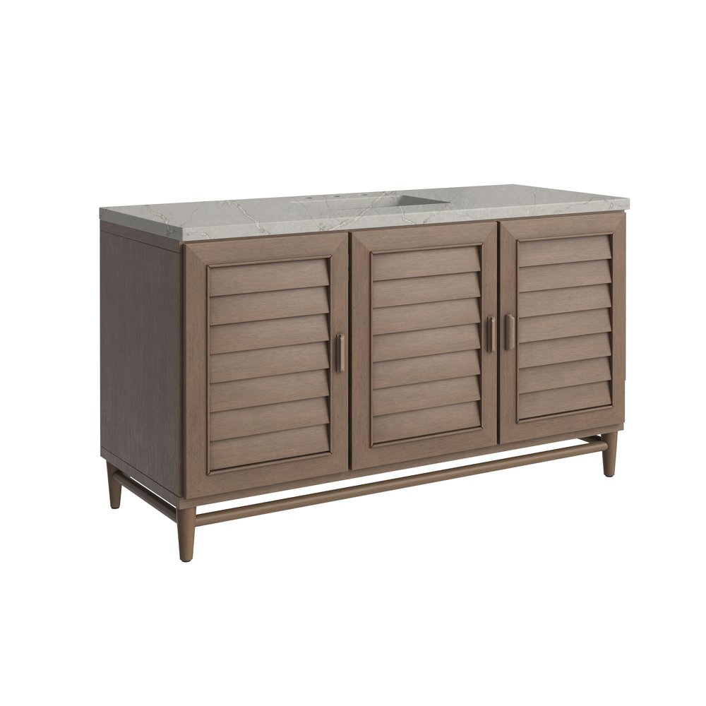 James Martin - Portland 60" Single Vanity Whitewashed Walnut w/ 3 CM Victorian Silver Silestone Top - 620-V60S-WW-3VSL view 10