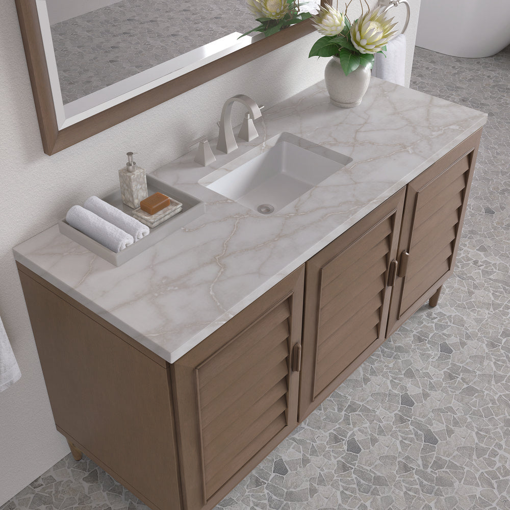 James Martin - Portland 60" Single Vanity Whitewashed Walnut w/ 3 CM Victorian Silver Silestone Top w/FreePower Wireless Charger - 620-V60S-WW-FVSL view 9
