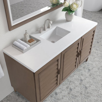 James Martin - Portland 60" Single Vanity Whitewashed Walnut w/ 3 CM White Zeus Silestone Top - 620-V60S-WW-3WZ view 8