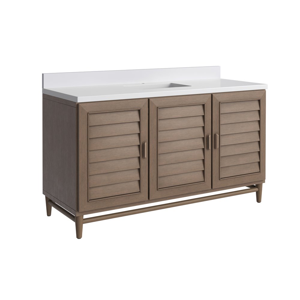 James Martin - Portland 60" Single Vanity Whitewashed Walnut w/ Single Hole 3 CM White Zeus Silestone Top & Backsplash - 620-V60S-WW-1WZ view 10