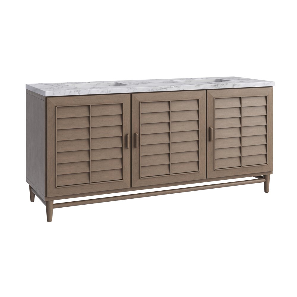 James Martin - Portland 72" Double Vanity Whitewashed Walnut w/ 3 CM Carrara Marble Top - 620-V72-WW-3CAR view 11