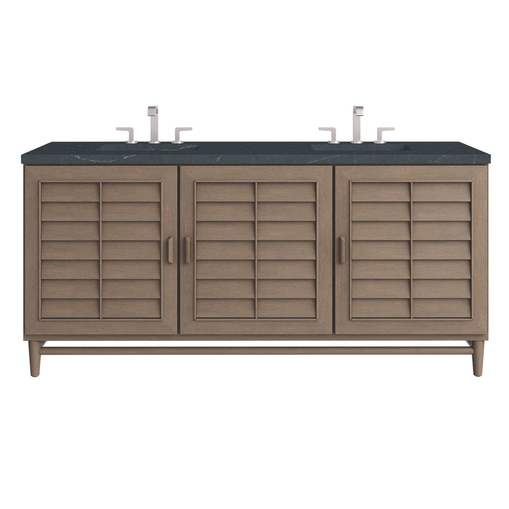 James Martin - Portland 72" Double Vanity Whitewashed Walnut w/ 3 CM Charcoal Soapstone Silestone Top - 620-V72-WW-3CSP view 1