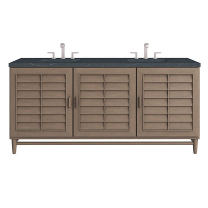 James Martin - Portland 72" Double Vanity Whitewashed Walnut w/ 3 CM Charcoal Soapstone Silestone Top - 620-V72-WW-3CSP view 1