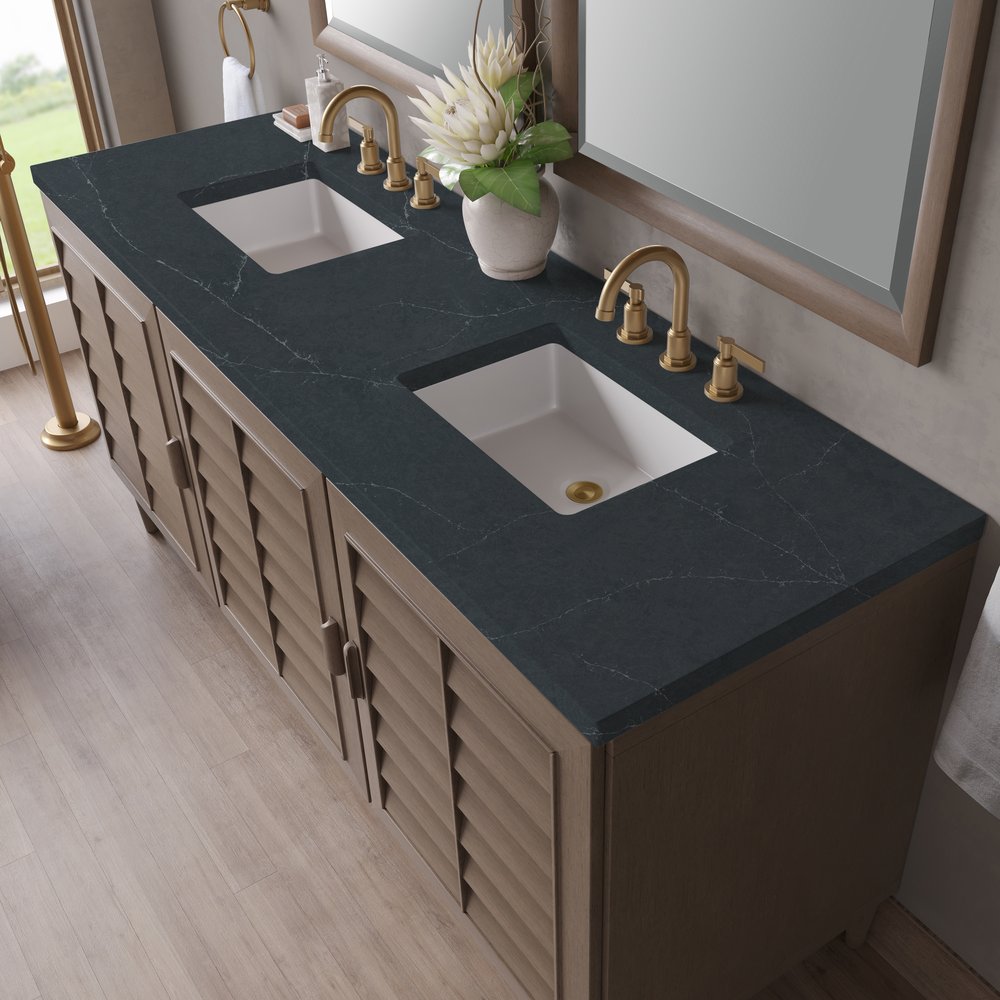 James Martin - Portland 72" Double Vanity Whitewashed Walnut w/ 3 CM Charcoal Soapstone Silestone Top - 620-V72-WW-3CSP view 7