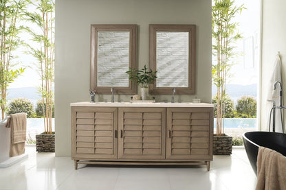 James Martin - Portland 72" Double Vanity Whitewashed Walnut w/ 3 CM Eternal Marfil Silestone Top - 620-V72-WW-3EMR view 3