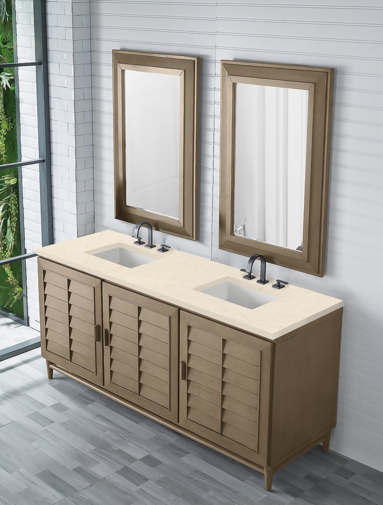 James Martin - Portland 72" Double Vanity Whitewashed Walnut w/ 3 CM Eternal Marfil Silestone Top - 620-V72-WW-3EMR view 4