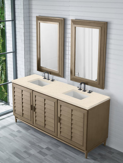 James Martin - Portland 72" Double Vanity Whitewashed Walnut w/ 3 CM Eternal Marfil Silestone Top - 620-V72-WW-3EMR view 4
