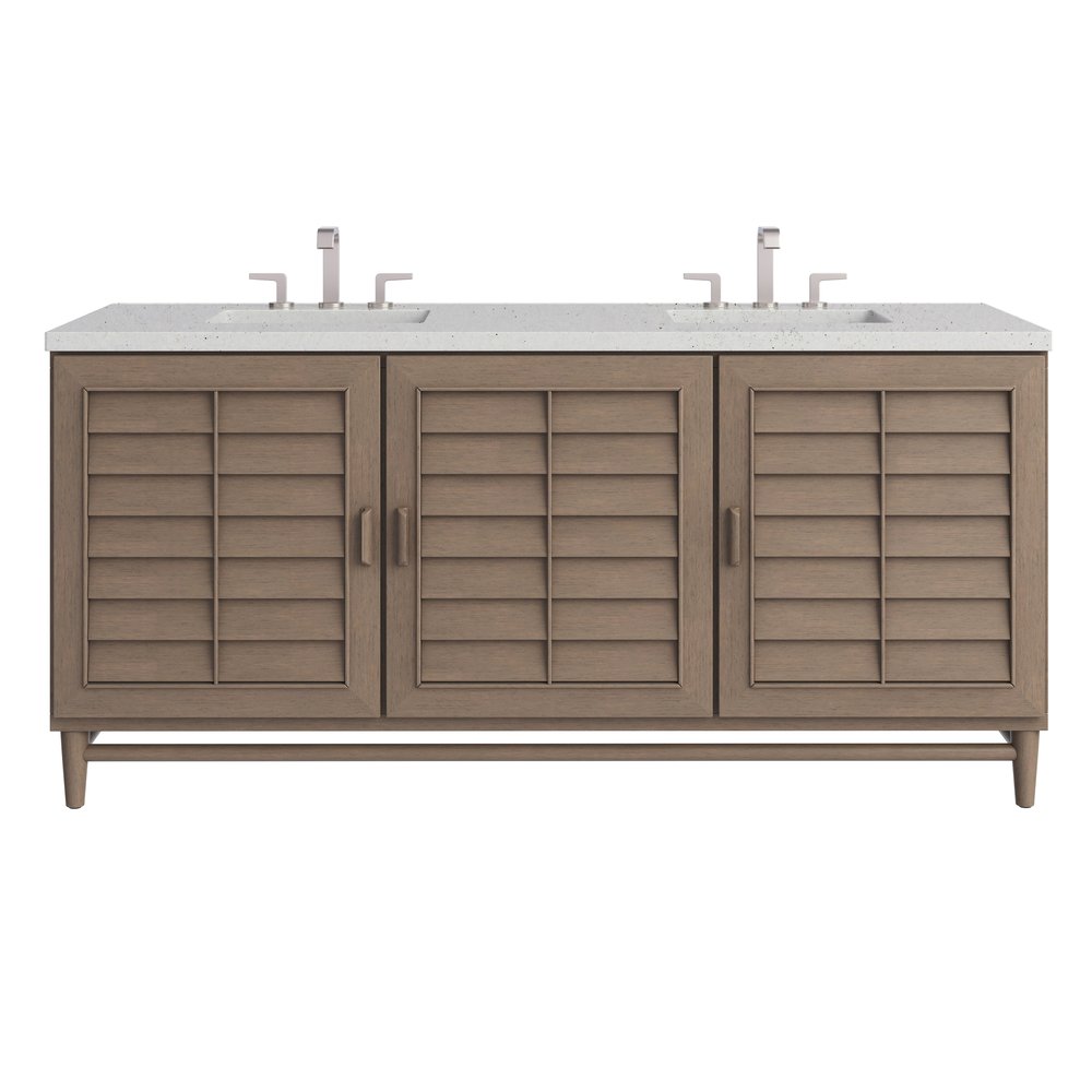 James Martin - Portland 72" Double Vanity Whitewashed Walnut w/ 3 CM Lime Delight Silestone Top - 620-V72-WW-3LDL view 1