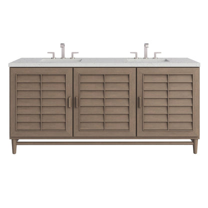 James Martin - Portland 72" Double Vanity Whitewashed Walnut w/ 3 CM Lime Delight Silestone Top - 620-V72-WW-3LDL view 1