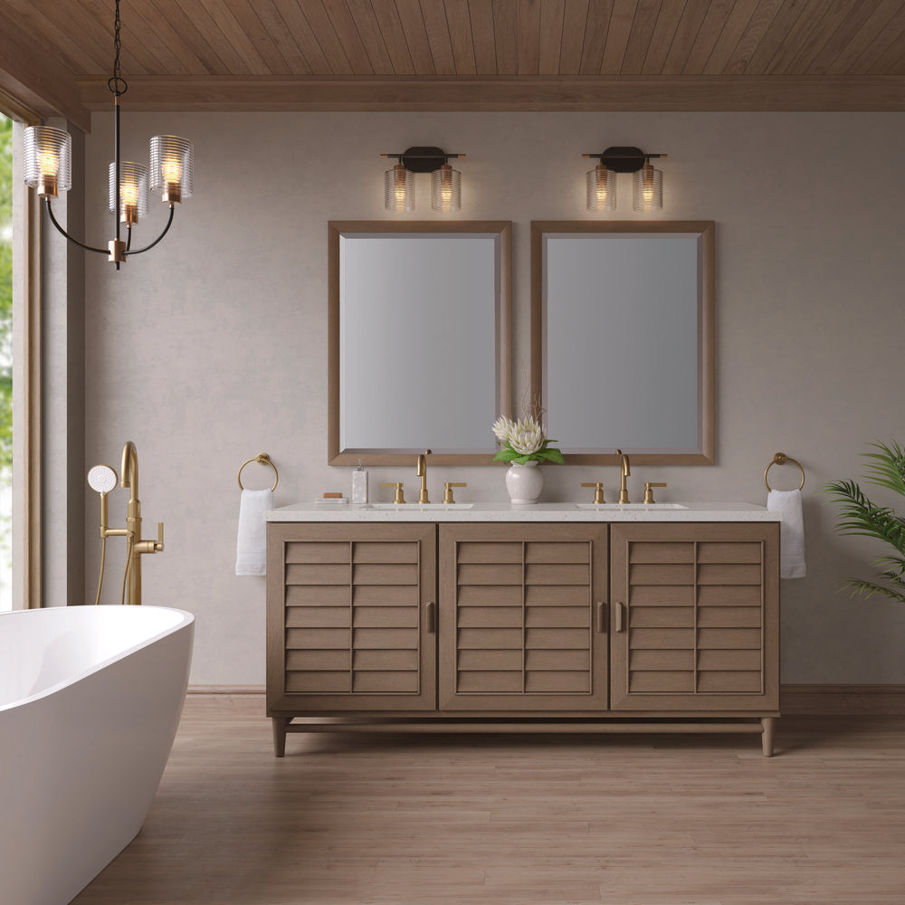 James Martin - Portland 72" Double Vanity Whitewashed Walnut w/ 3 CM Lime Delight Silestone Top - 620-V72-WW-3LDL view 3