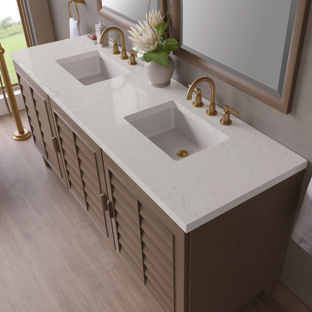 James Martin - Portland 72" Double Vanity Whitewashed Walnut w/ 3 CM Lime Delight Silestone Top - 620-V72-WW-3LDL view 6