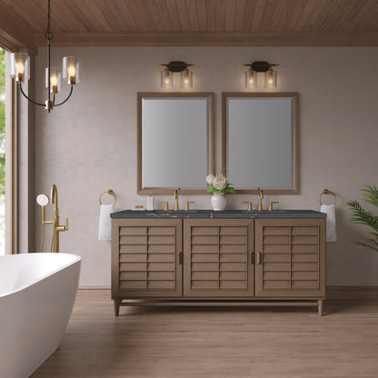 James Martin - Portland 72" Double Vanity Whitewashed Walnut w/ 3 CM Parisien Bleu Silestone Top - 620-V72-WW-3PBL view 3