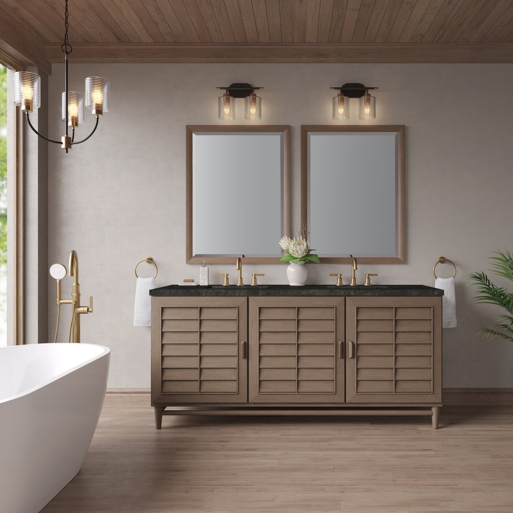 James Martin - Portland 72" Double Vanity, Whitewashed Walnut, w/ 3 CM Phantome Eclos Top - 620-V72-WW-3PHT view 3