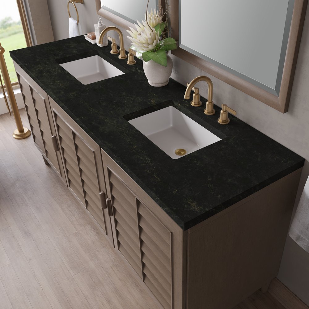 James Martin - Portland 72" Double Vanity, Whitewashed Walnut, w/ 3 CM Phantome Eclos Top - 620-V72-WW-3PHT view 7