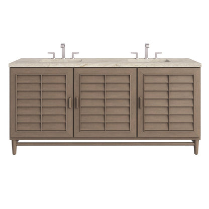 James Martin - Portland 72" Double Vanity, Whitewashed Walnut, w/ 3 CM Tajnar Eclos Top - 620-V72-WW-3TJR view 1