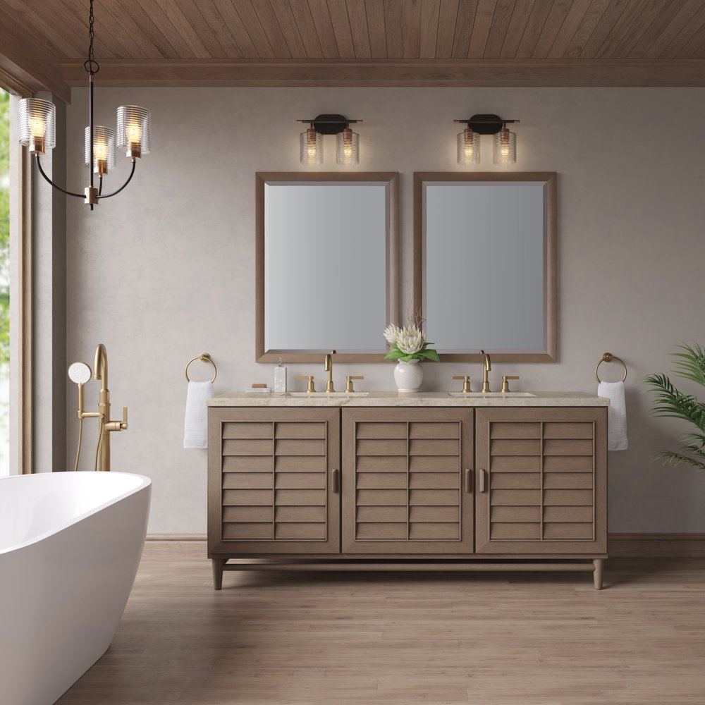 James Martin - Portland 72" Double Vanity, Whitewashed Walnut, w/ 3 CM Tajnar Eclos Top - 620-V72-WW-3TJR view 3