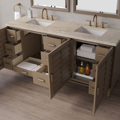 James Martin - Portland 72" Double Vanity, Whitewashed Walnut, w/ 3 CM Tajnar Eclos Top - 620-V72-WW-3TJR view 5