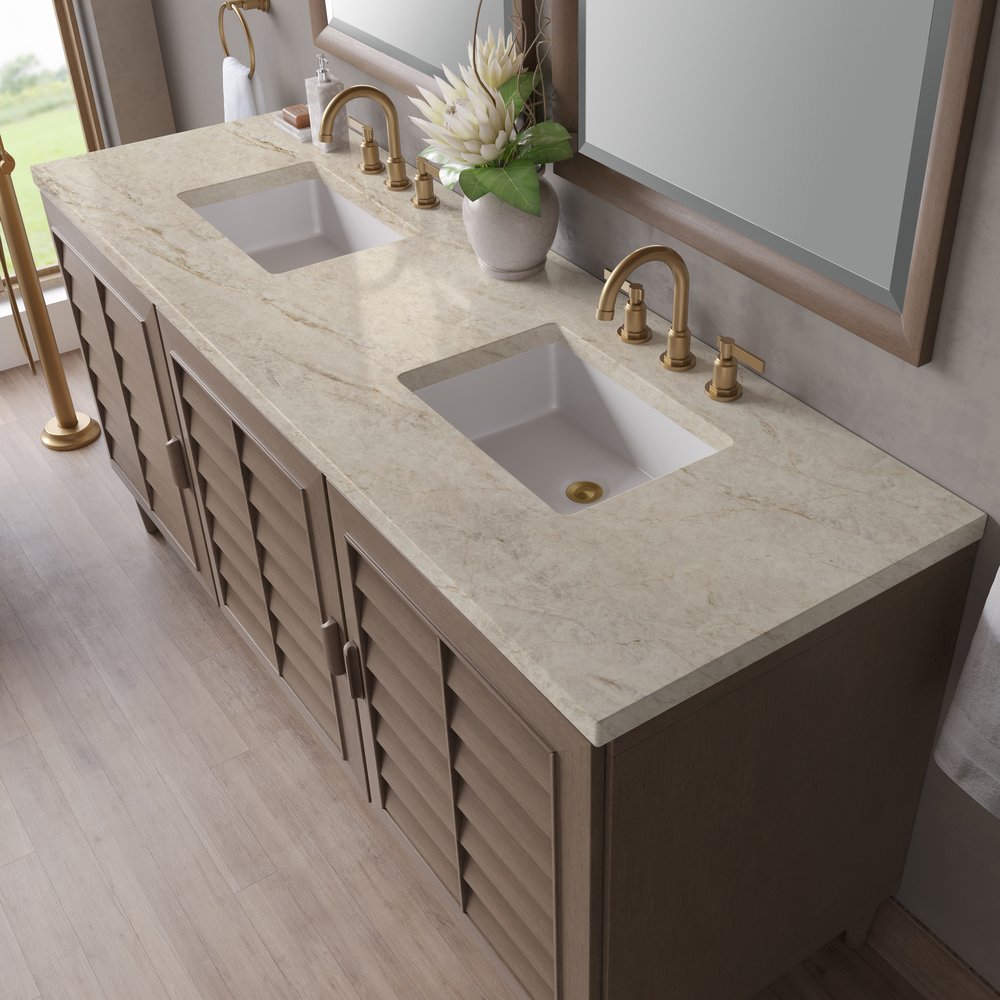James Martin - Portland 72" Double Vanity, Whitewashed Walnut, w/ 3 CM Tajnar Eclos Top - 620-V72-WW-3TJR view 7