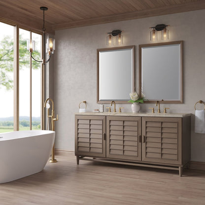 James Martin - Portland 72" Double Vanity, Whitewashed Walnut, w/ 3 CM Tajnar Eclos Top w/FreePower Wireless Charger - 620-V72-WW-FTJR view 4