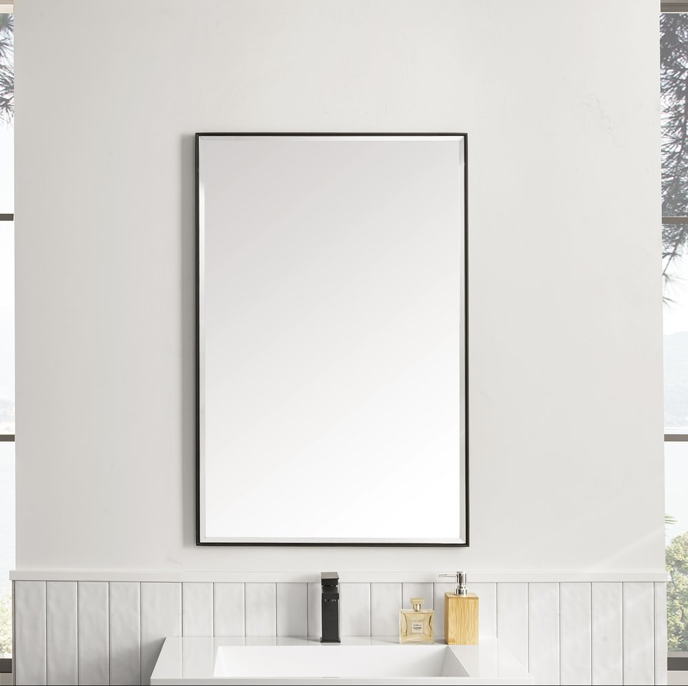 James Martin - Rohe 26" Rectangular Mirror, Matte Black - 715-M26-MB view 3