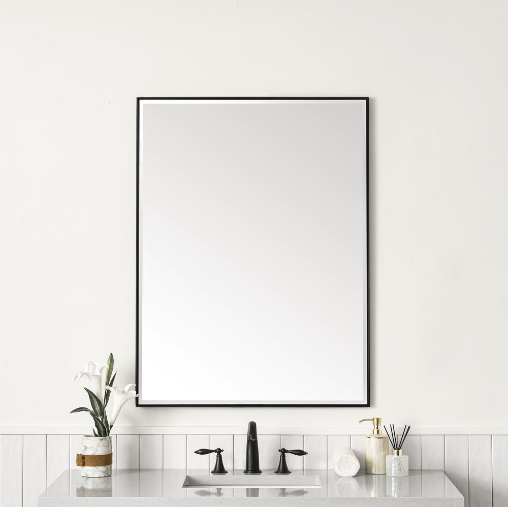James Martin - Rohe 30" Rectangular Mirror, Matte Black - 715-M30-MB view 2