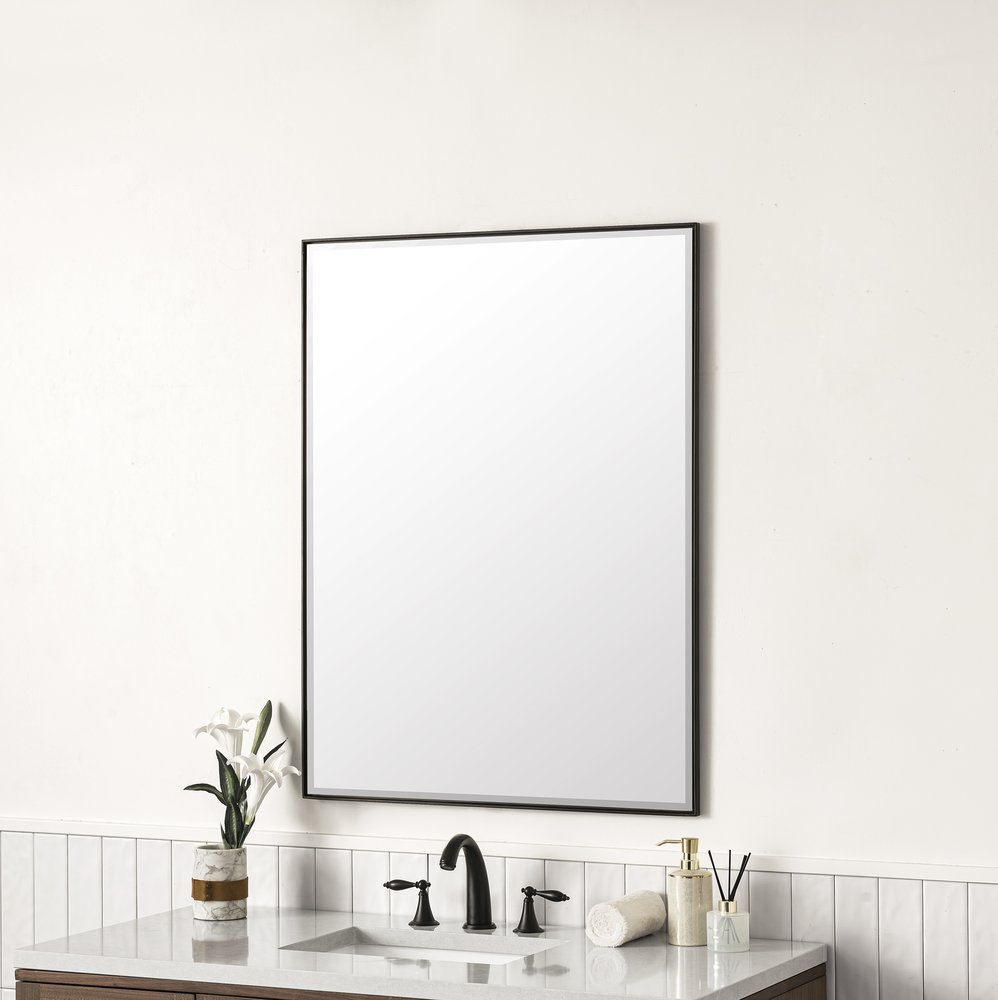 James Martin - Rohe 30" Rectangular Mirror, Matte Black - 715-M30-MB view 3