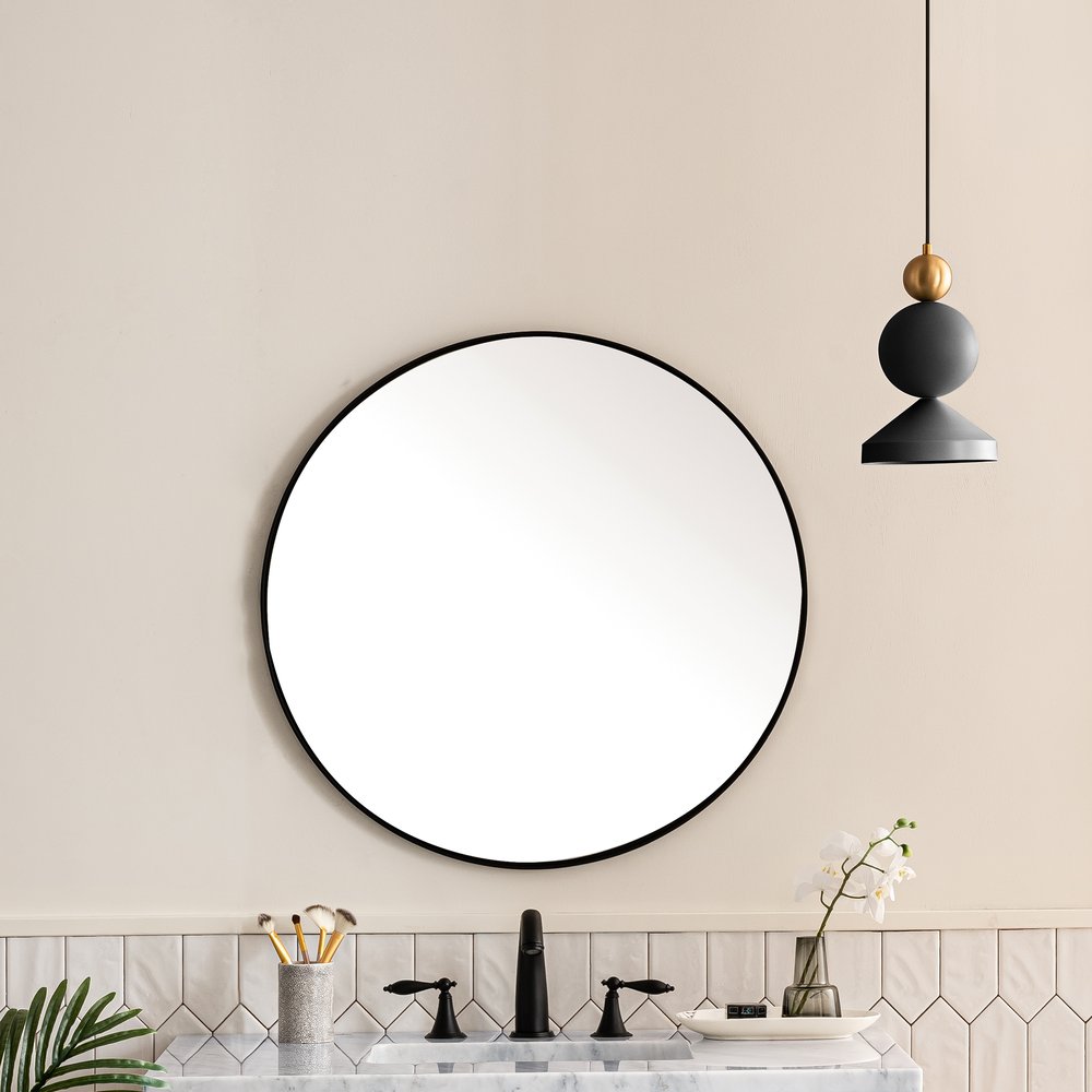 James Martin - Rohe 30" Round Mirror, Matte Black - 715-MR30-MB view 2
