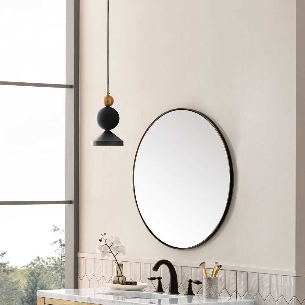 James Martin - Rohe 30" Round Mirror, Matte Black - 715-MR30-MB view 3