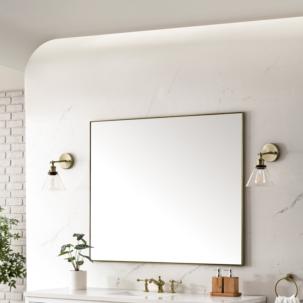 James Martin - Rohe 48" Rectangular Mirror, Champagne Brass - 715-M48-CB view 3