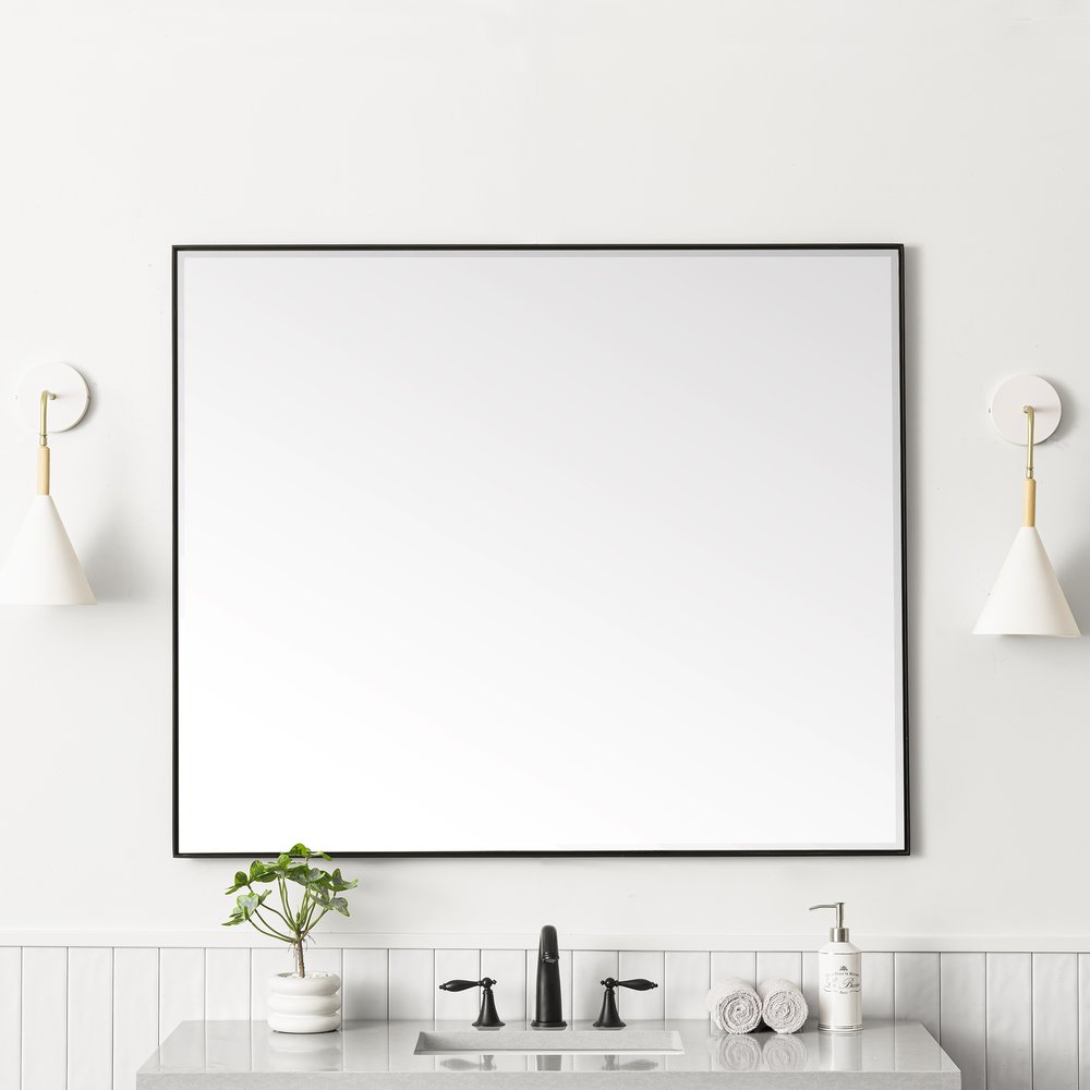James Martin - Rohe 48" Rectangular Mirror, Matte Black - 715-M48-MB view 2