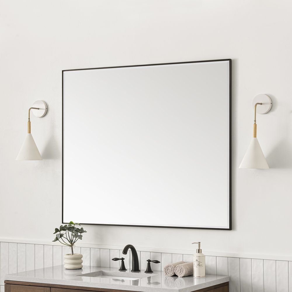 James Martin - Rohe 48" Rectangular Mirror, Matte Black - 715-M48-MB view 3