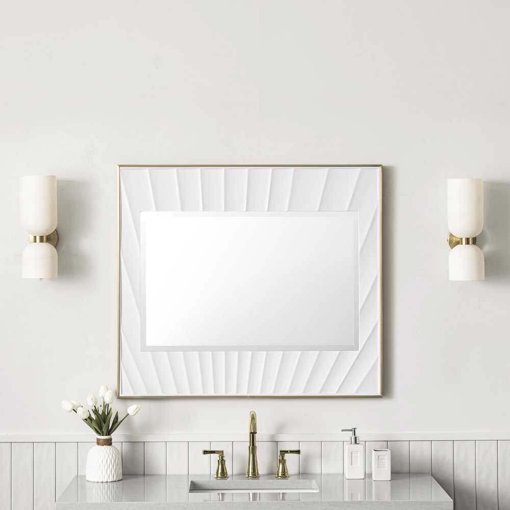 James Martin - Soleil 36" Mirror, Matte White with Gold - 710-M36-MWG view 2
