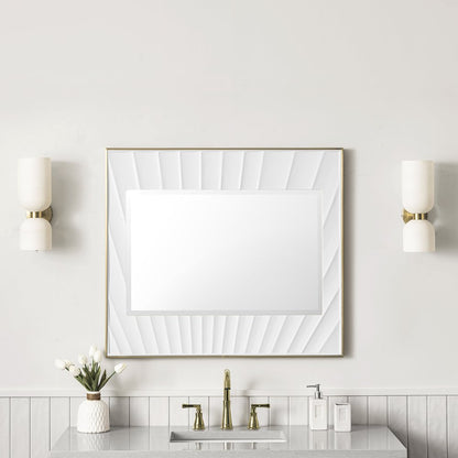 James Martin - Soleil 36" Mirror, Matte White with Gold - 710-M36-MWG view 2